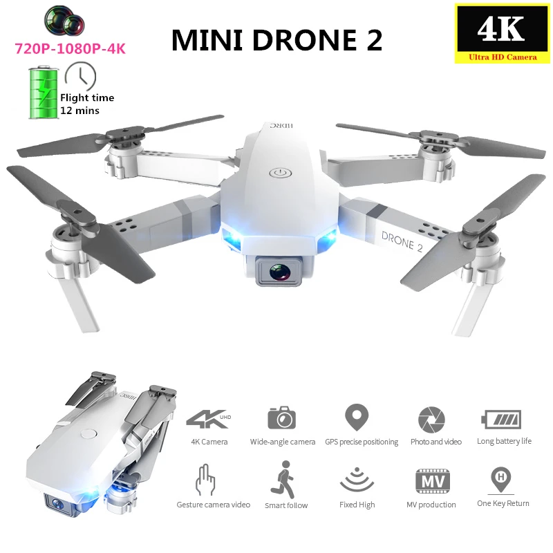 E59 RC Mini Drone 4K HD Camera Professional Selfie WIFI FPV Foldable Quadcopter Altitude hold flight 360° Flip Helicopter Toy | Игрушки и
