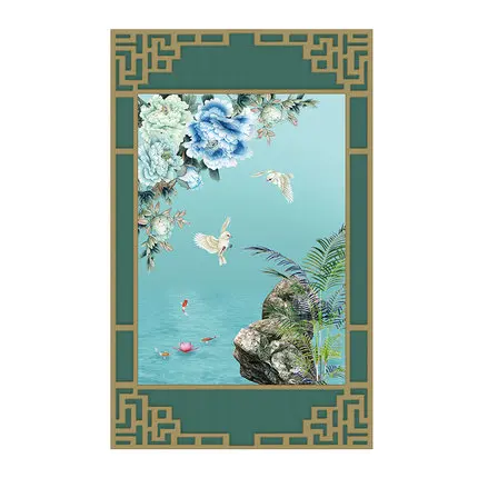 Китайский стиль большой ковер прямоугольной формы пейзаж мягкие цветы птицы гостиная диван коврик