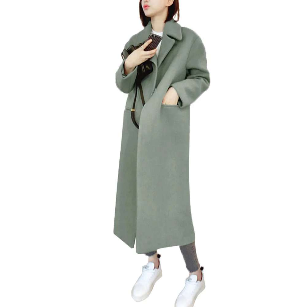 Модное женское пальто, однотонное, плотное, с карманами, для женщин, на осень и зиму, теплое, длинное, куртка, пальто