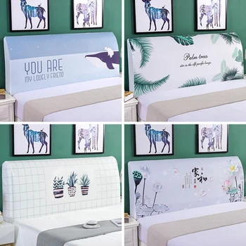 

Nordic Green Plant Bedside Cover Full Enclosed Elastic Dust-proof Bed Head Cover/ Protective Cover