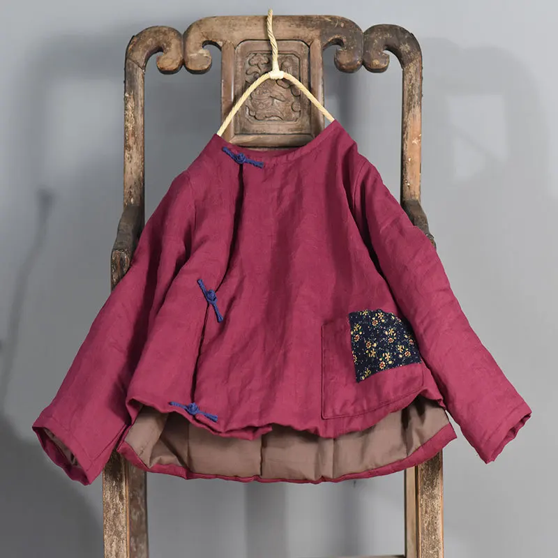 

Women Ramie Patchwork Padded Parkas Ladies Vintage 2020 Vintage Spliced Jackets Outerwear 2020 Female Tops Coat