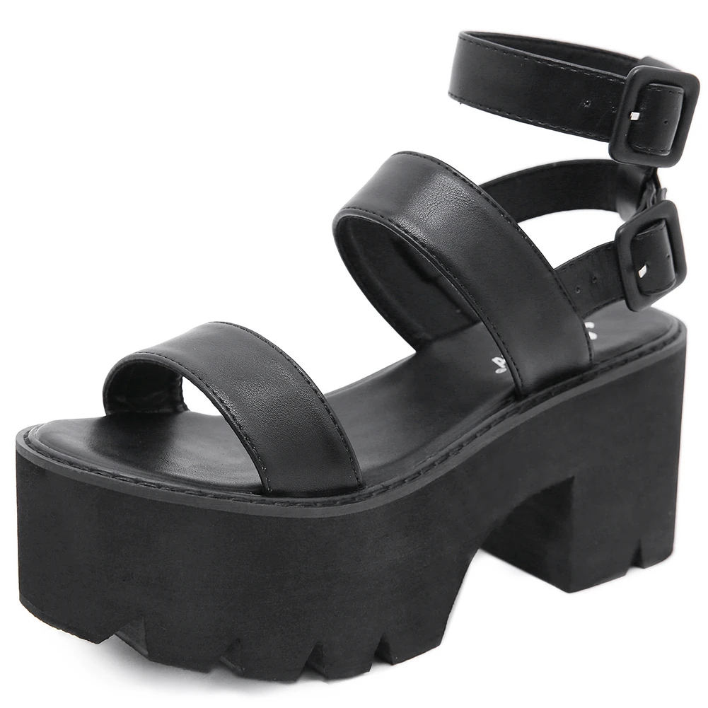 2022 Brand Leisure Chunky Platform Sandals High Block Heels Gladiator Goth Black Shoes Woman Fashion Trendy Summer Women Sandals 