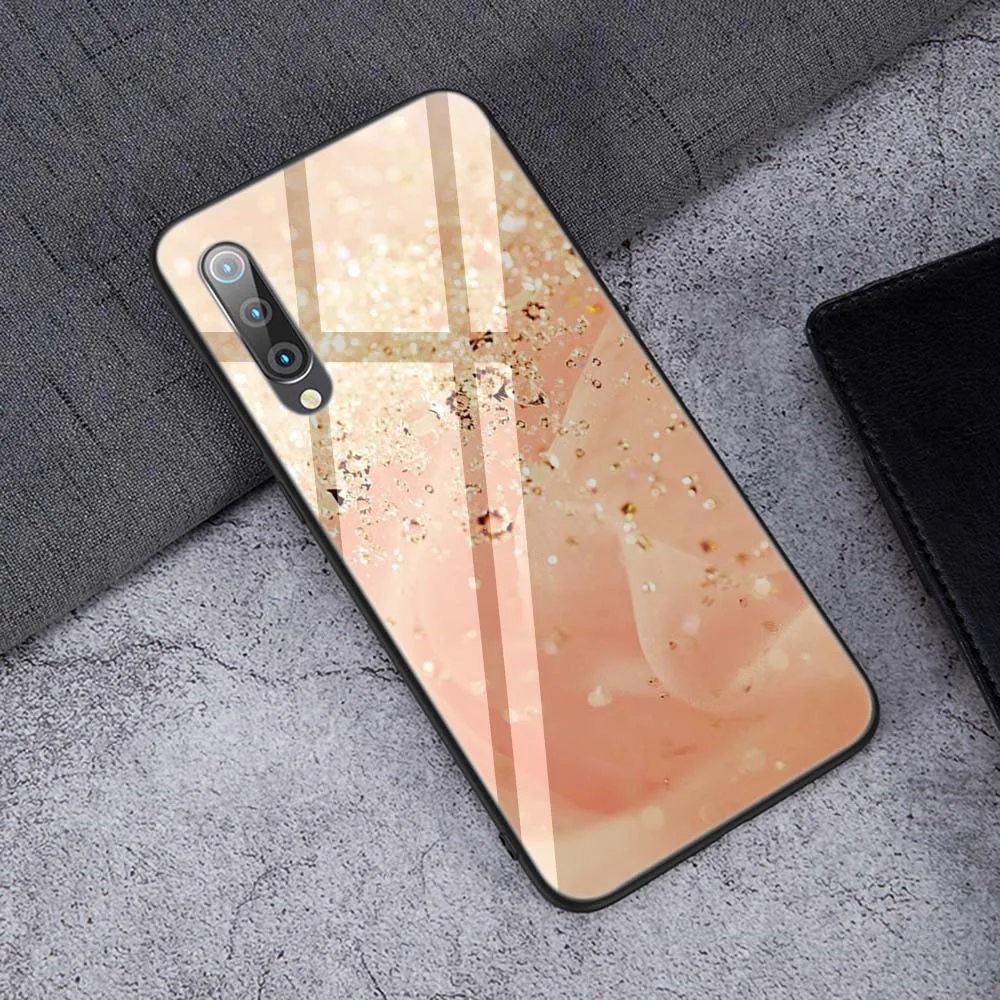 TG15 Мягкий чехол Lavaza из закаленного стекла с золотистым розовым блеском для Xiaomi Redmi Note 5 6 7 Pro mi A1 A2 8 Lite 9 F1 TPU - Цвет: TG15