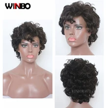 WINBO нарезана так, чтобы вы смогли волнистые человеческие волосы 13x6 Синтетические волосы на кружеве al парик для Для женщин 13x4 бразильские Волосы remy Синтетические волосы на кружеве парики из натуральных Цвет