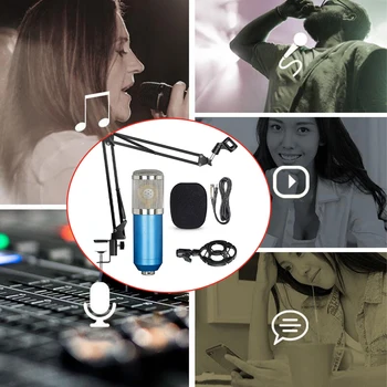 

Condenser Suspension Microphone Kit Broadcasting Recording Foldable Arm Live Stream Stand Table Mount With Bracket Mobile Phone