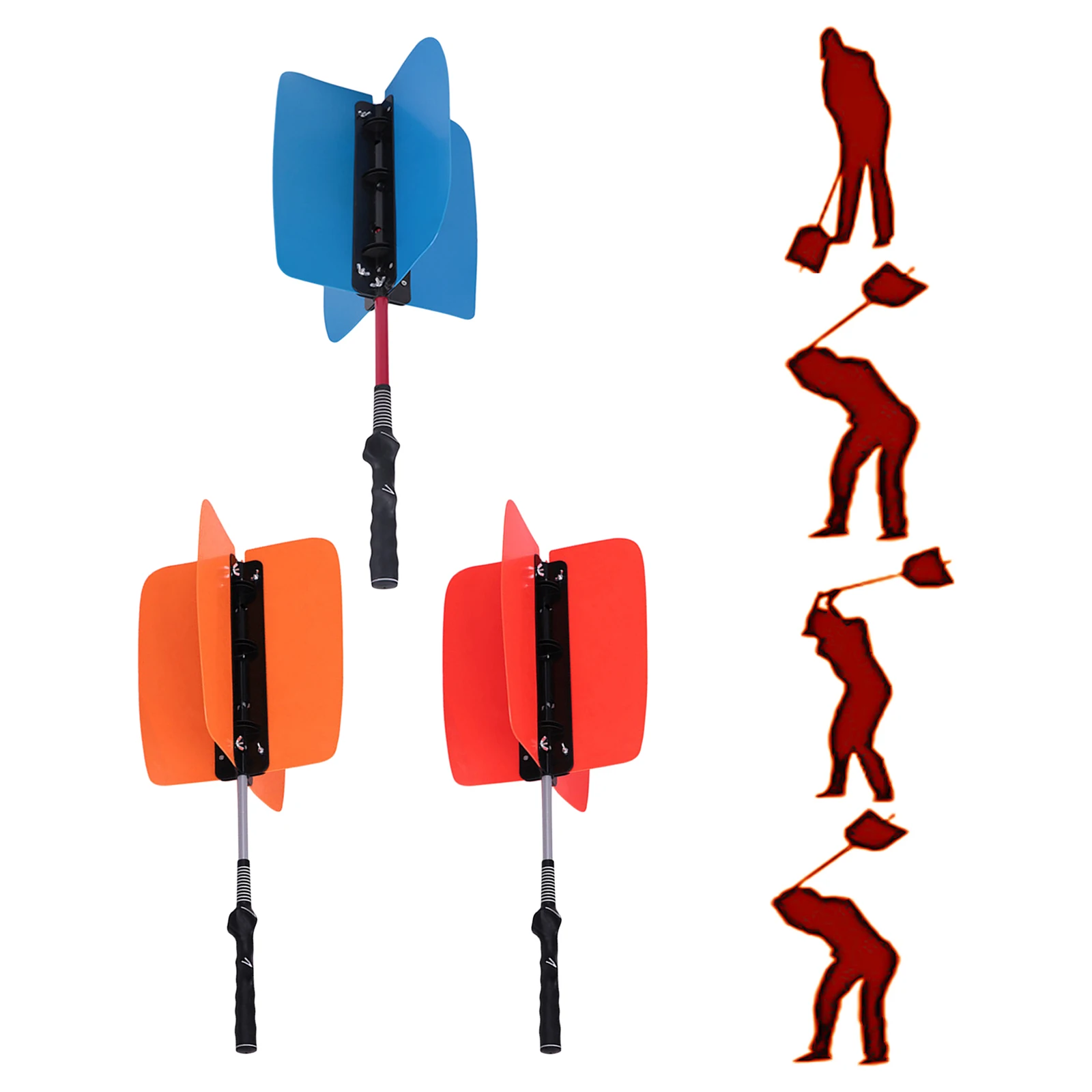 

V Shape Practical Power Swing Fan Golf Club Swing Trainer Golf Practice Pinwheels Swing Aid Power Resistance Training Aids