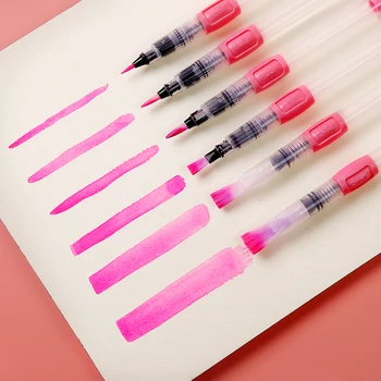 

6Pcs Refill Portable Paint Brush Set Water Brush Soft Watercolor Brush Pen for Beginner Painting Drawing Art Supplies