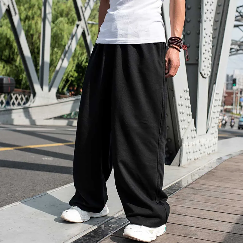 Plus Size Warm Fleece Pants Hiphop Harem Joggers Pants Men Casual Sweatpants  Wide Leg Loose Baggy Trousers Streetwear Clothing - Sweatpants - AliExpress