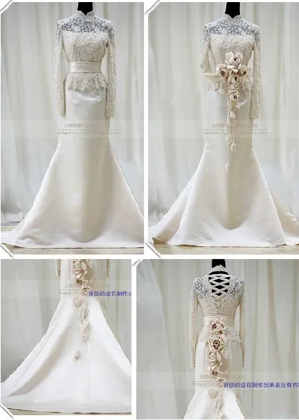 Casamento модное свадебное платье с высоким воротом и длинным рукавом, романтичное платье русалки,, платья для матери невесты