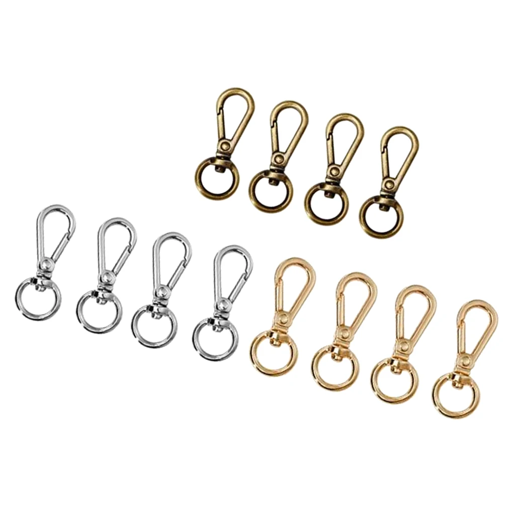 12PCS 360&deg; Swivel Lobster Clasps Clips Snap Hook Craft Handbag Key Accessory