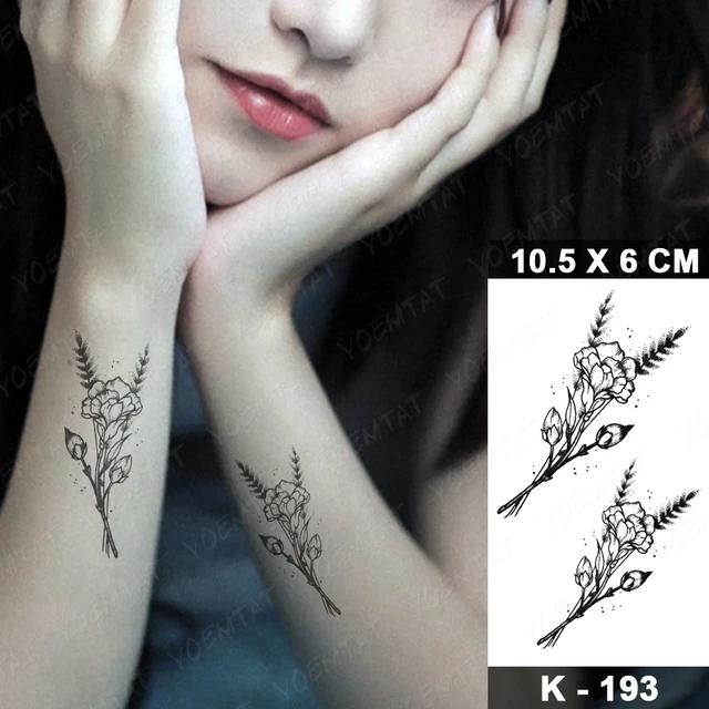 Waterproof Temporary Tattoo Sticker Small Simple Line Flower Flash Tatoo Cute Leaf Finger Wrist Fake Tatto For  Body Art Women 15-K193