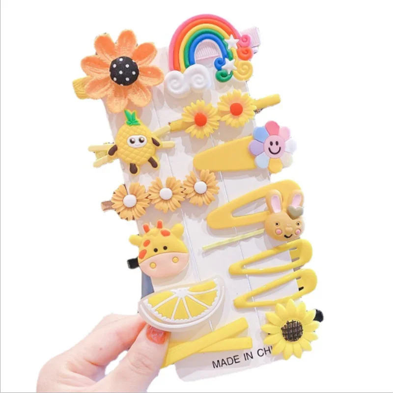 1 Set Of New Girl Cute Cartoon Fruit Animal ColorfulHairpin Iittle Girl Side Clip BB Hairpin Baby Fashion Hair Accessories