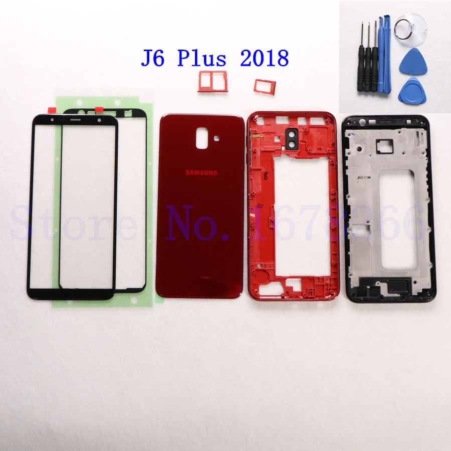 SAMSUNG Galaxy J6 plus J6+ J610 J610F J610FN J610G полный корпус ЖК-панель Крышка средняя Рамка передняя внешняя линза Батарейная дверь