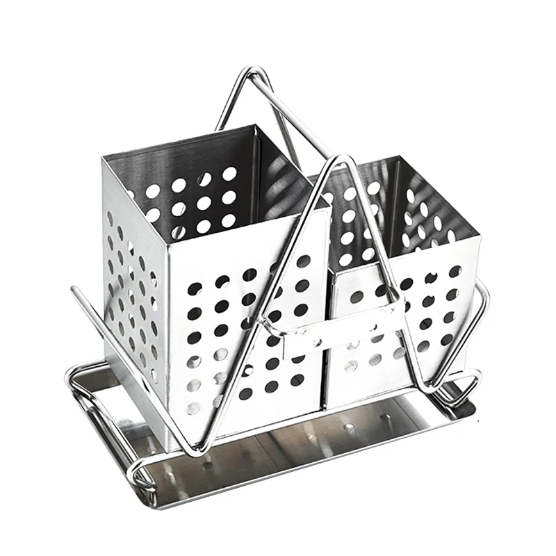 

Fashion-Square Chopstick Holder Stainless Steel Tableware Cylinder Cutlery Utensil Storage Holder Multi-Purpose Chopsticks Conta