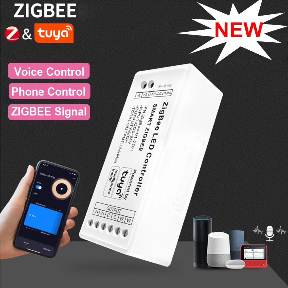 Dc5-24V Intelligente Tuya Zigbee App Singolo Colore Cct Rgb Rgbw Rgb Cct Luce Striscia Temporizzazione Controller Gateway Supporta Telecomando