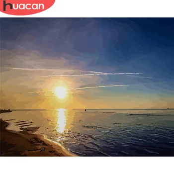 

HUACAN DIY Pictures By Number Sea Kits Hand Painted Paintings Art Painting By Numbers Seascape Drawing On Canvas Home Decor