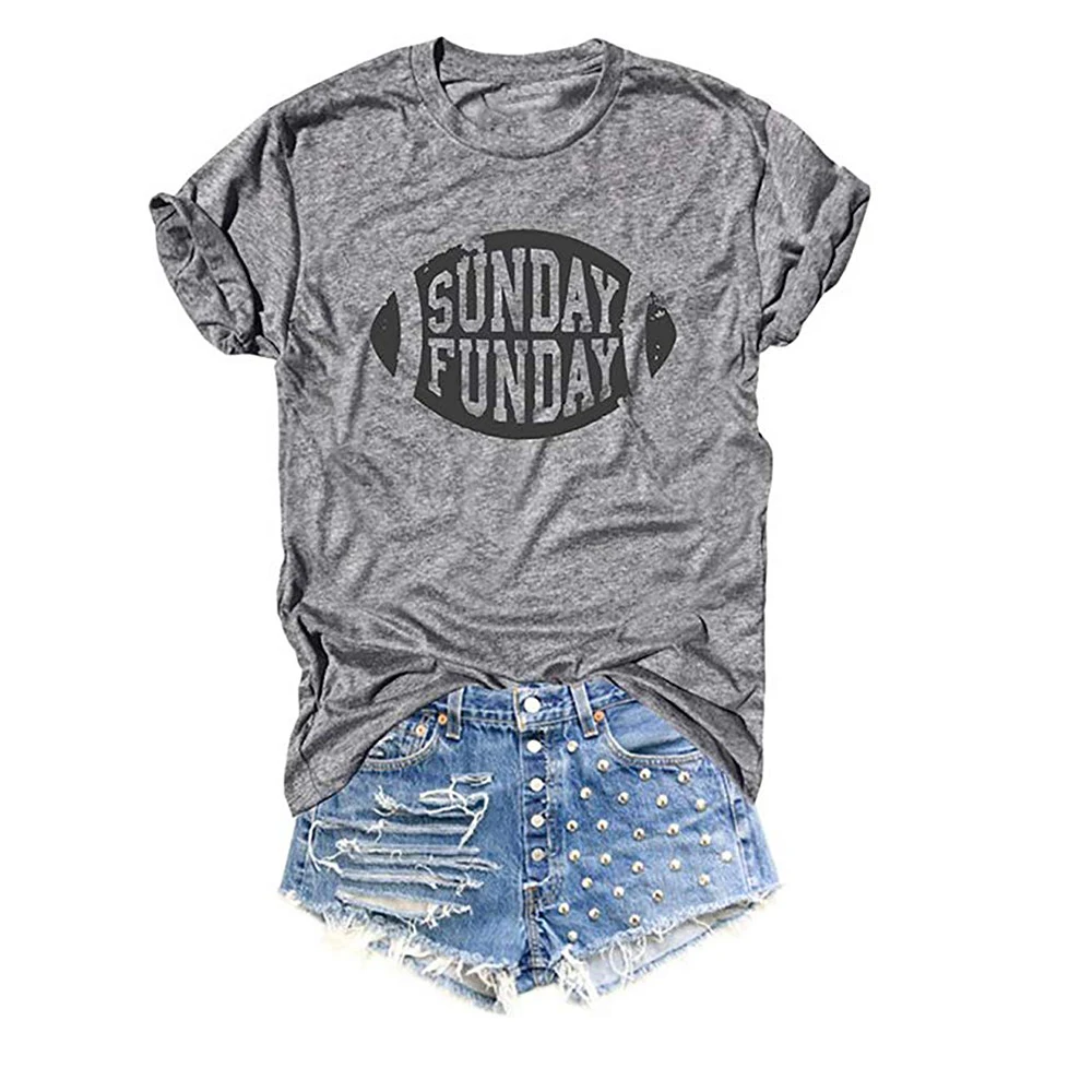 

Sunday Funday Football Baseball T Shirts Tee Short Sleeve O-Neck Casual Sports Tops