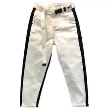 Осень, новинка, AB, лицо, хит, цветные джинсы для женщин, высокая талия, ноги, штаны-шаровары размера плюс, 26-31