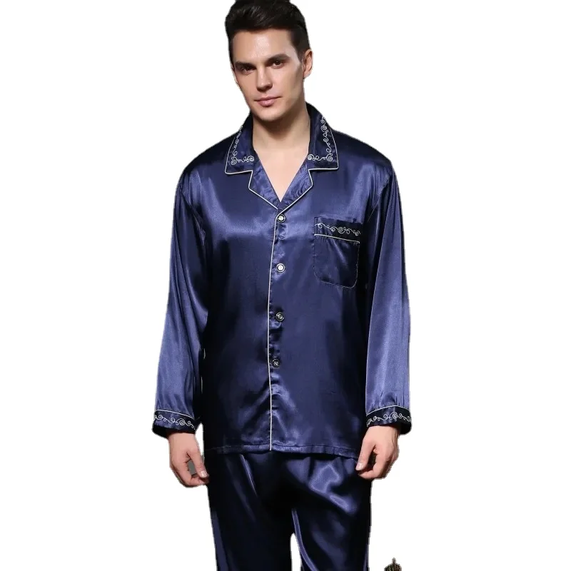 

15811-b5 Men's Stain Silk Pajama Set Men Pajamas Silk Sleepwear Men Sexy Modern Style Soft Cozy Satin Nightgown Men Summer