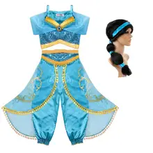 Детская одежда для девочек; костюм принцессы Аладдина жасмин для костюмированной вечеринки; комбинезон для девочек; Карнавальный костюм для танцев; нарядное платье для девочек; карнавальный костюм