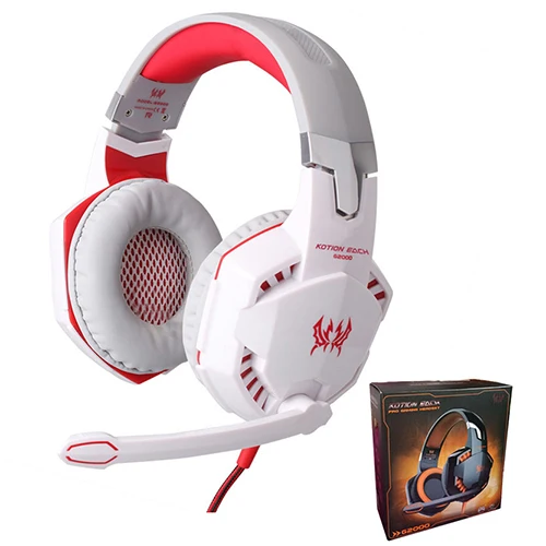 White Лучший для PC Gamer каждый G2000 шумоподавление светодиодный PC игровая гарнитура светящиеся наушники шлем Аудио с микрофоном стерео Бас GY366 - Цвет: White