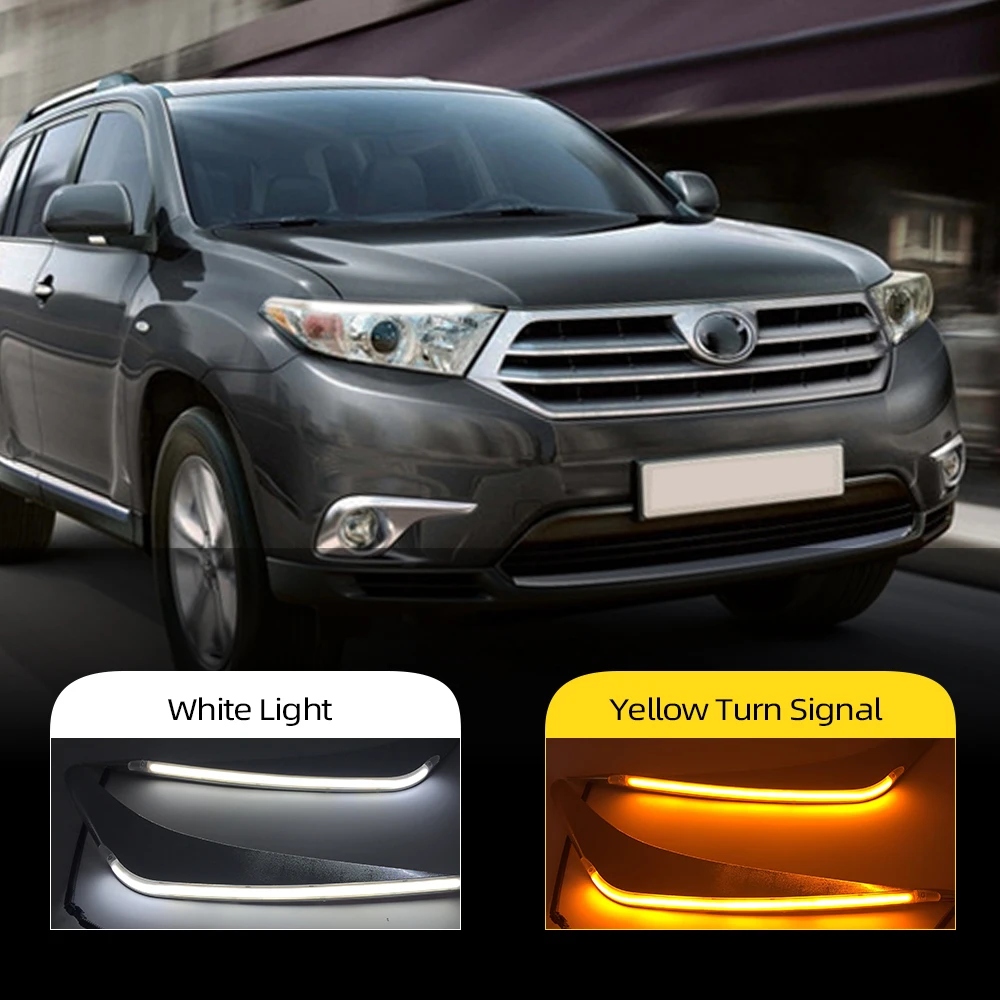 2 шт. светодиодный светильник для Toyota горlander 2012 2013 2014 дневные ходовые огни желтое