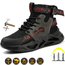 2021 męskie obuwie ochronne metalowe Toe niezniszczalne buty Ryder buty do pracy ze stalowym noskiem wodoodporne oddychające sneakersy obuwie robocze