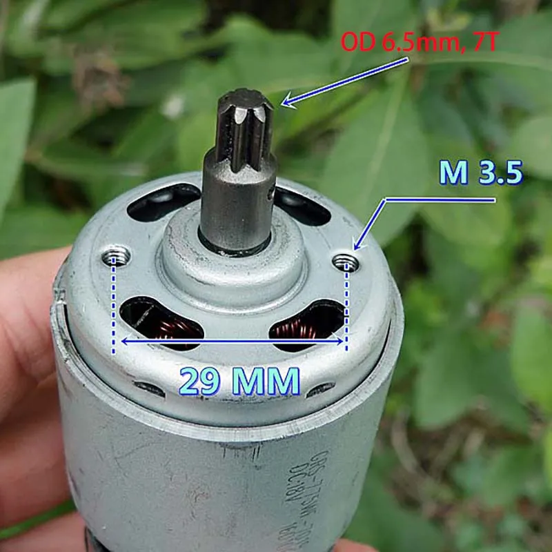 Used 775 DC Motor DC 12V-24V 18000RPM Ball Bearing Large Torque High Power  Low Noise Electronic Drill Tool Component w/ Gear 7T