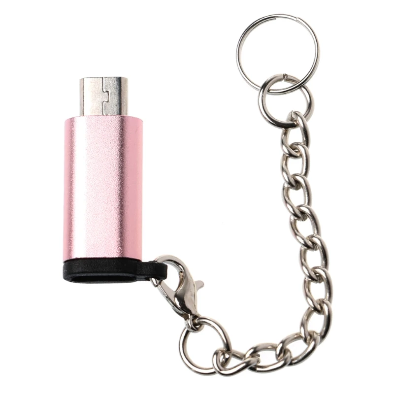 Rose gold Micro USB мужчина к type C Женский адаптер с брелком для Android телефонов таблетки LX9A - Цвет: Rose gold
