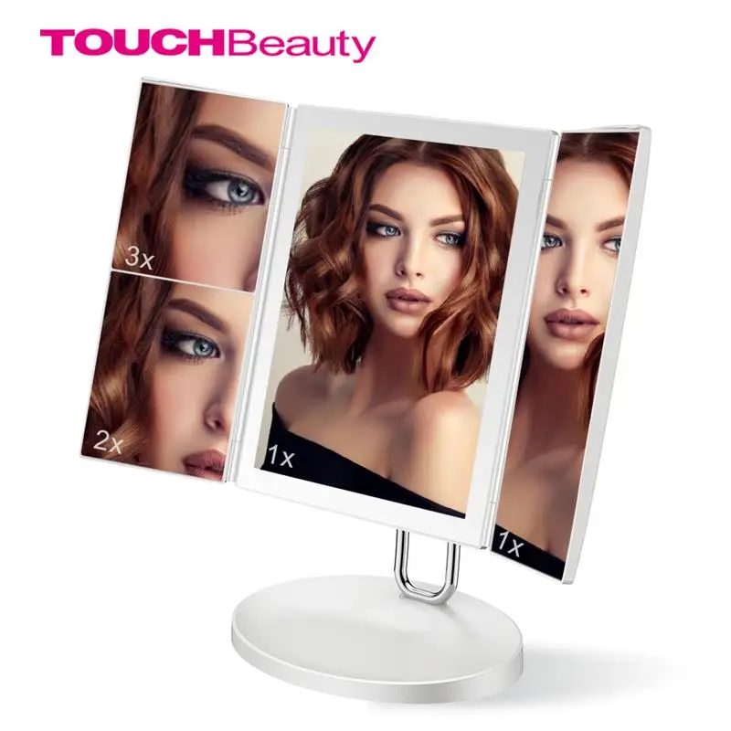 TOUCHBeauty зеркало для макияжа, 1X 2X 3X 7X увеличительное зеркало, косметическое зеркало с сенсорным выключателем, 34 светодиодный светильник трехкратное зеркало