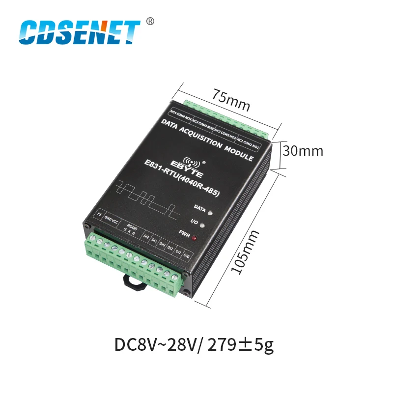 E831-RTU(4040R-485) Modbus RTU IO Controller 4 Channel Digital Quantity Input Relay Output Wireless IoT Modem