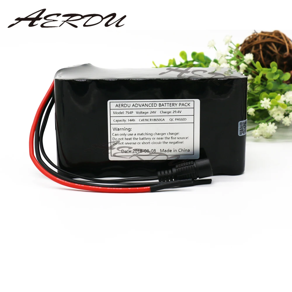 

AERDU 24V14Ah 7S4P 29.4V For NCR18650GA lithium battery pack High power and capacity ebike motor scooter motorcycle 25A BMS