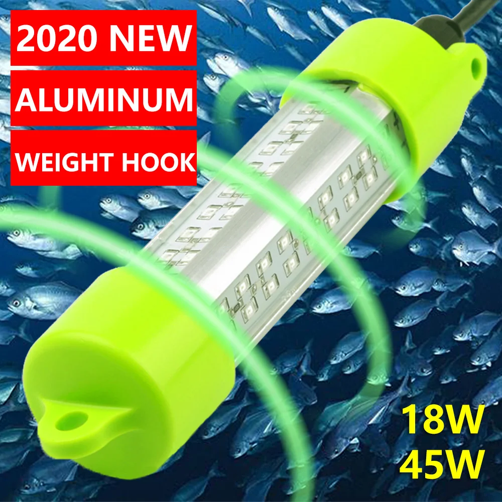 Permalink to 18W 45W DC 12V Green White Blue Yellow IP68 Aluminum High Power LED Fish Attracting Bait Submersible Underwater Fishing Light