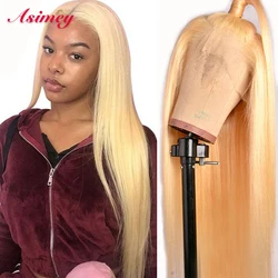 Transparent Lace Front Wig 613 Straight Honey Blonde Colored 32 Inch Preplucked Brazilian Hair 100% Virgin Remy 13X4X1 For Women