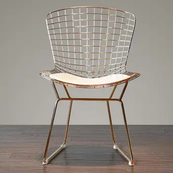 

Nordic wrought iron mesh chair creative dining chair simple negotiation chair ins net red tea shop chair golden lounge chair