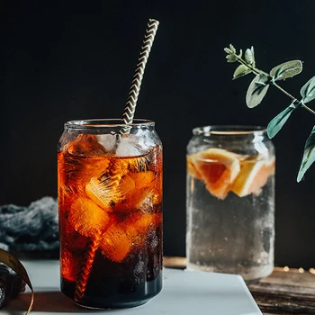 

Cola Can Shaped Glass Mug Cold Drink Cup Beer Cocktail Juice Glass Heat Resistant Milk Water Cup Summer Drinkware