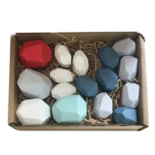 Wooden Colored Stone Building Block Children's Educational Toy Creative Style Stacking Game Rainbow Wooden Toy Rocks Gift .. colored stone baby toy wooden jenga building block creative educational toys nordic style stacking game rainbow stone wooden toy