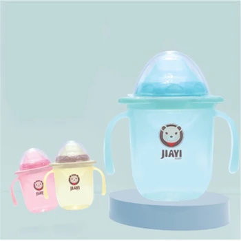 

Infant PP Bottle Kids Double Handle Learning Feeding Cup Boys And Girls Water Juice Bottles Baby 2 Color Training Drinking Water