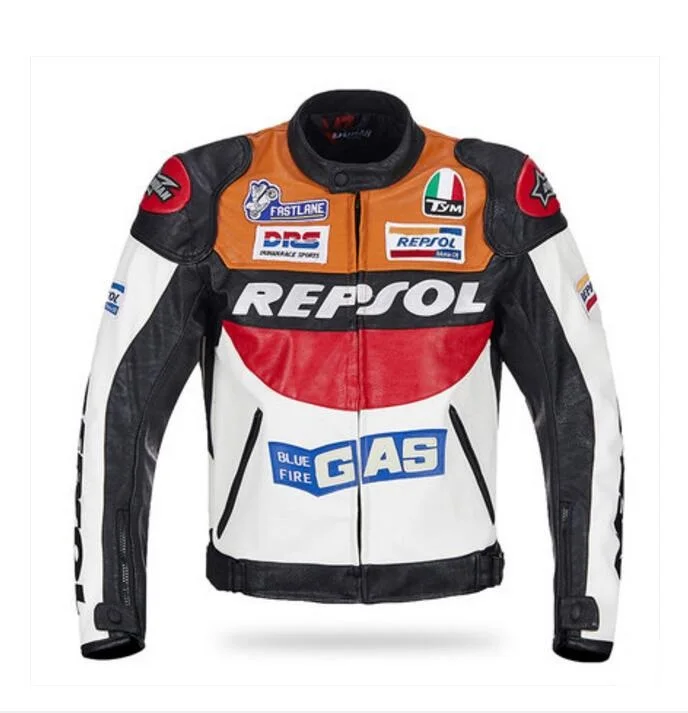 Модные DUHAN moto Racing куртки moto rbike GP REPSOL moto rcycle кожаная куртка для верховой езды полиуретановая кожа оранжевый синий - Цвет: Оранжевый