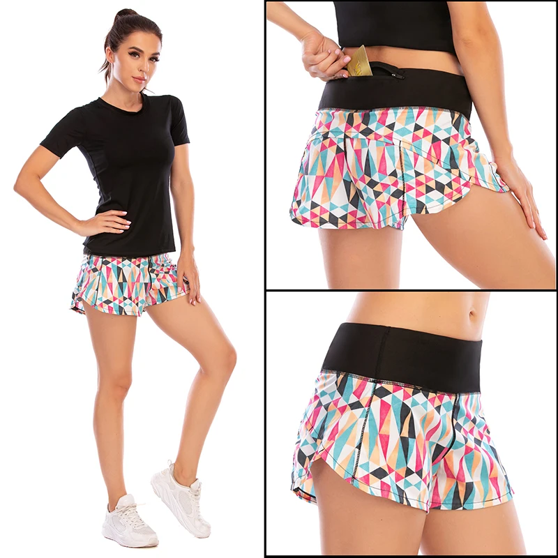 BLESSKISS 20Color Loose Sport Shorts Women Fit Training Gym Running Shorts For Ladies Printing Pocket Workout Yoga Shorts Wear