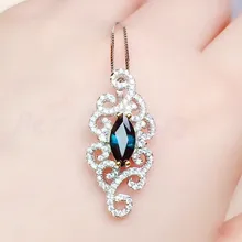 Натуральный подлинный Сапфировое Ожерелье Подвеска 925 серебро 1.2ct драгоценный камень Классический Стиль# R99406