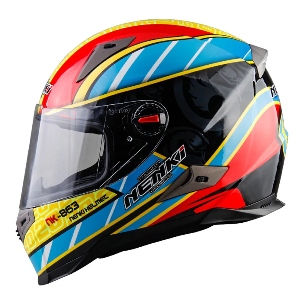 NENKI мотоциклетный шлем Casco Moto полный шлем гоночный уличный мотоциклетный шлем Casco Touring Chopper скутер крейсер шлем ECE - Цвет: Blue Red