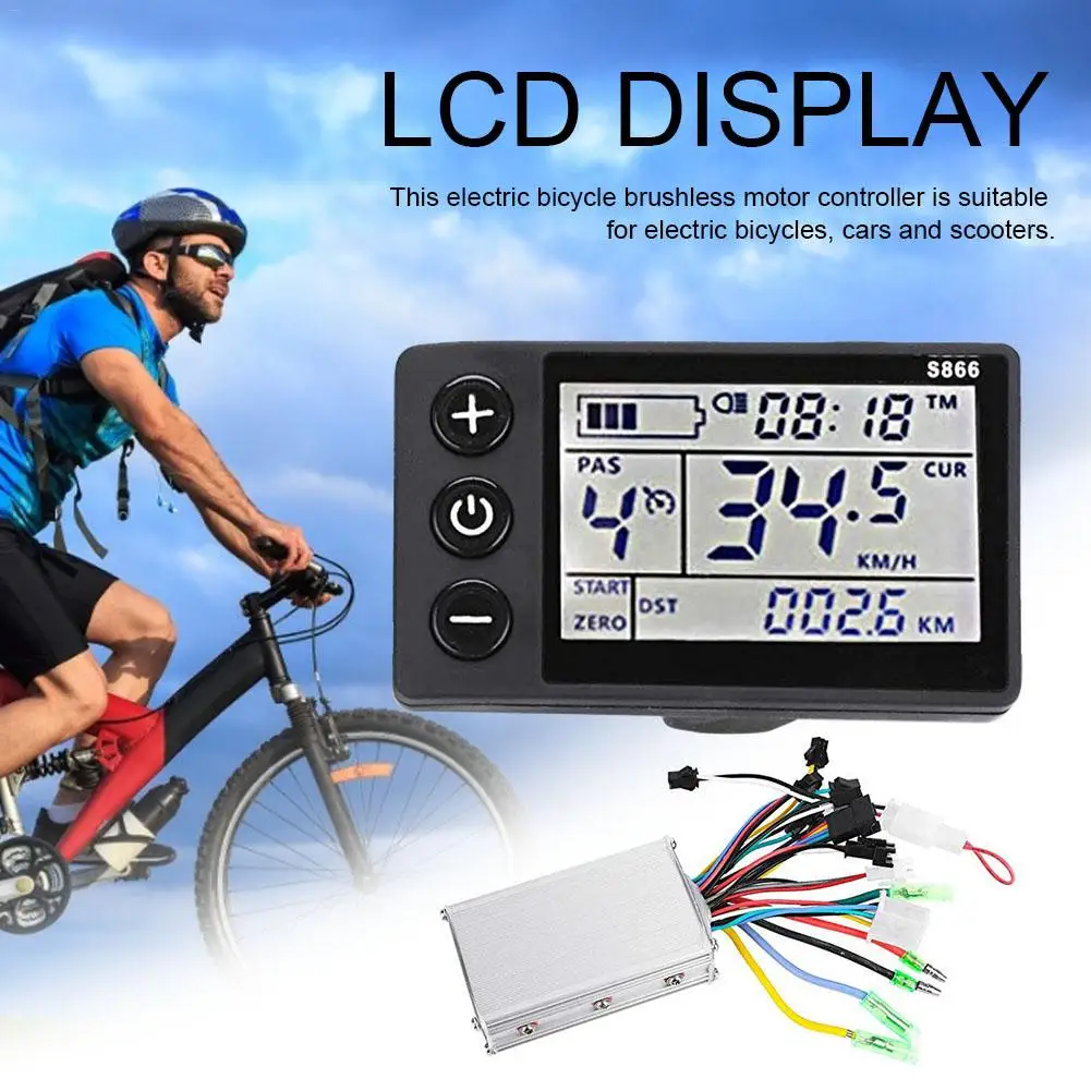  2PCS LCD Controller Power Speed Display Rainproof Bicycle Electronics for Electric Bicycle Mountain