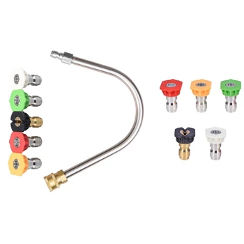 

1 Set Car Extension Wand.4000 Psi.5 Pressure Washer Nozzles & 5Pcs Pressure Washer Spray Nozzles 1/4 Quick Tip Set