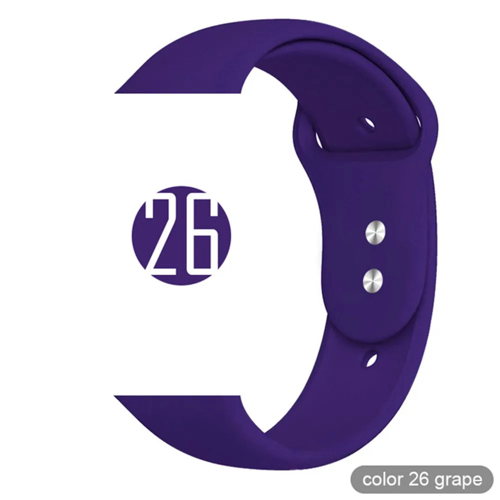Какой ремешок для Apple Watch, ремешок, браслет серии 1 2 3 4 5, мягкий силиконовый сменный ремешок для iWatch 38 мм 40 мм 42 мм 44 мм - Цвет: 26