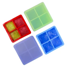4 even square ice cell mold food grade silica gel four-hole square 4-hole silica gel ice making mold with lid
