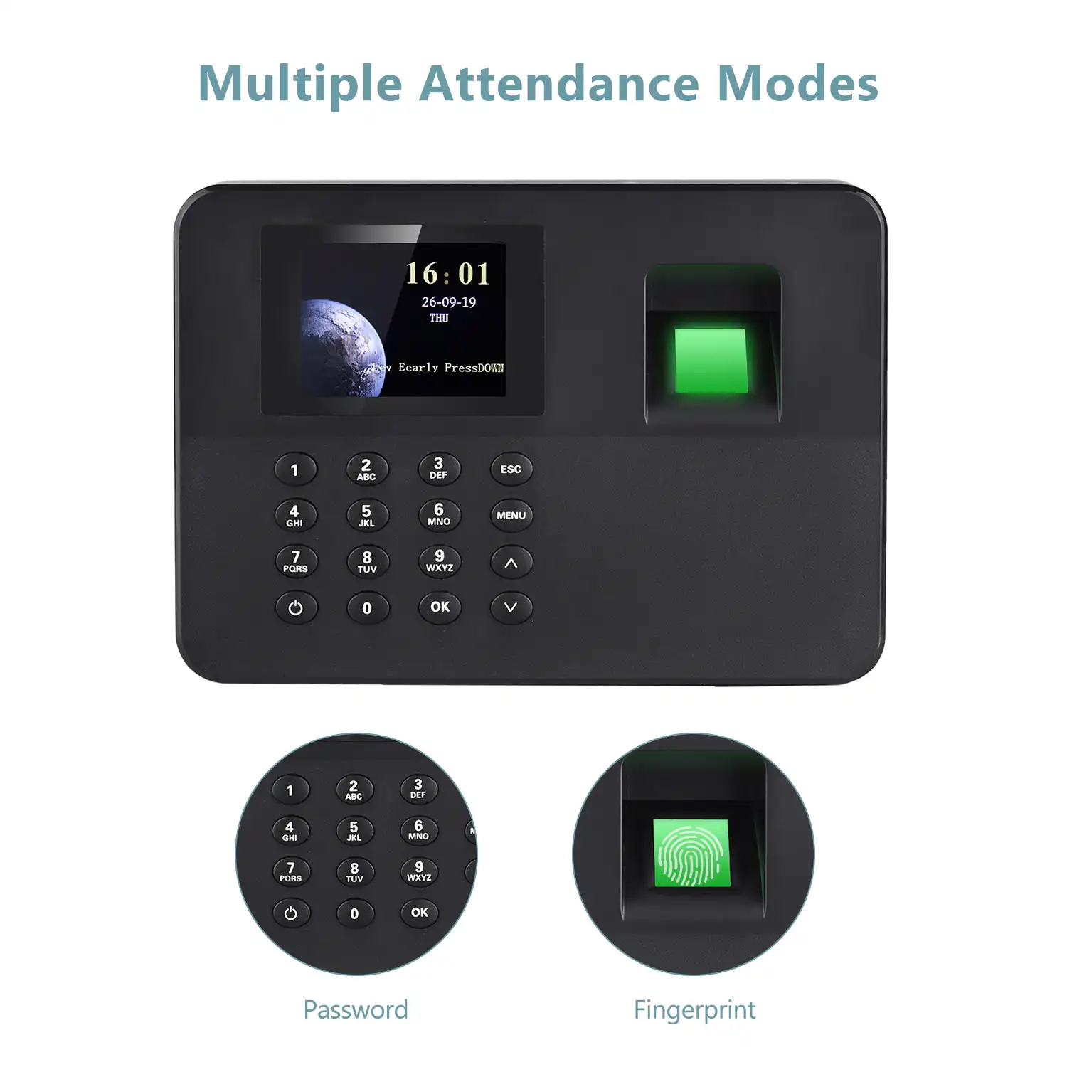 2.4/" Intelligent Fingerprint Employee Attendance Checking-in Recorder Machine