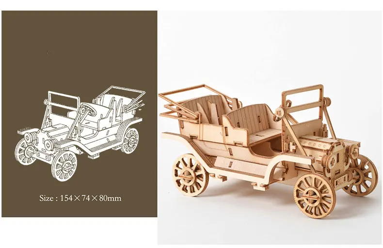 DIY Biplane Drone Airplane Clock Car Toys 3D Wooden Puzzle Toy Assembly Model Wood Craft Kits Desk Decoration for Children Kids - Цвет: 2