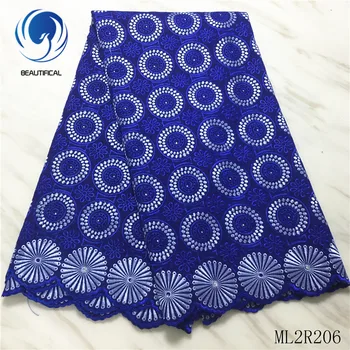 

BEAUTIFICAL Nigerian lace fabrics Latest style african voile lace fabric with stones 5yards embroidery dry cotton lace ML2R206