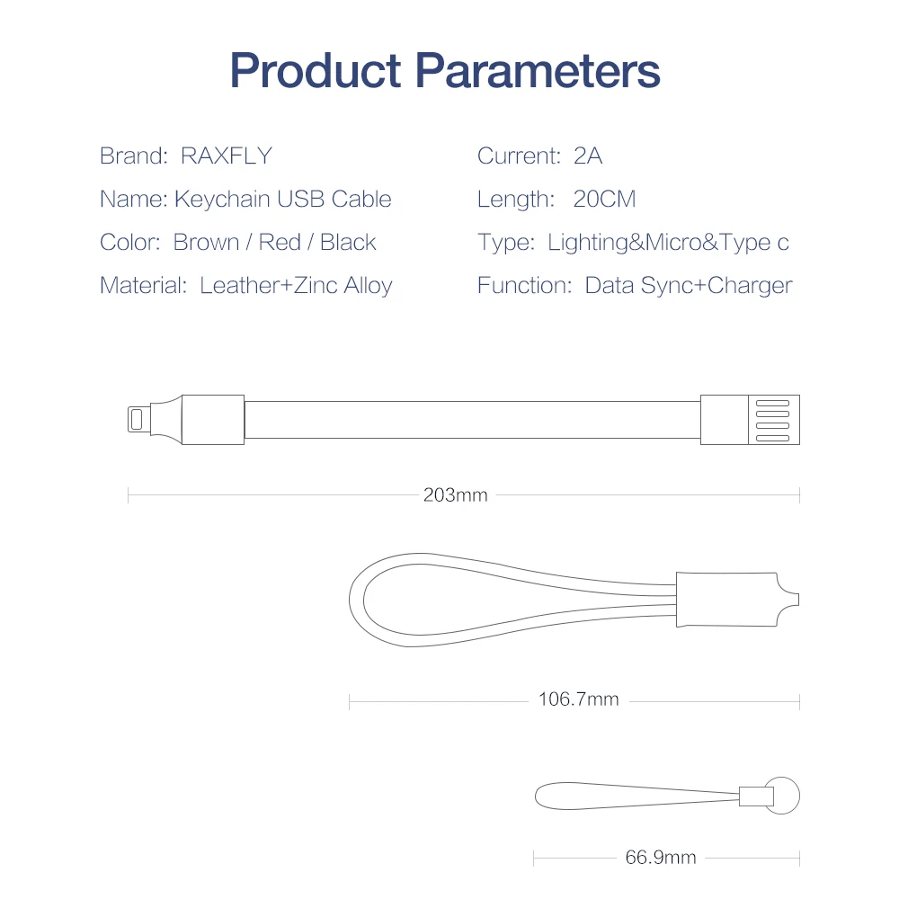 RAXFLY Keychain USB Kabel Für iPhone XS X 8 Plus Leder Micro USB Typ C Kabel Für Samsung Redmi Hinw